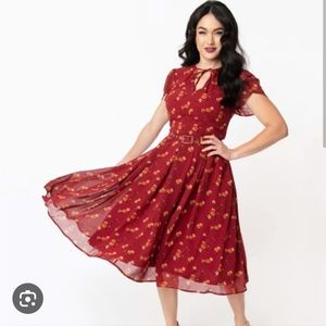 Unique Vintage Dalia 40s Fit and Flare Dress